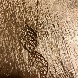 Gold Leaf Double Pendant Necklace